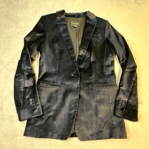 Club Monaco Blue Velvet Blazer Women's 4 Edgy Chic Luxe Jacket
